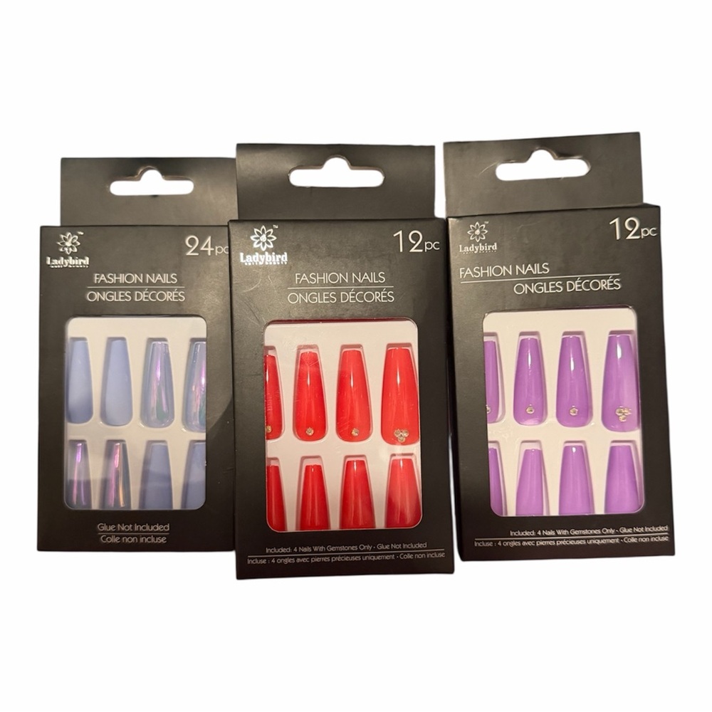 3 Ladybird Press on Nail Sets